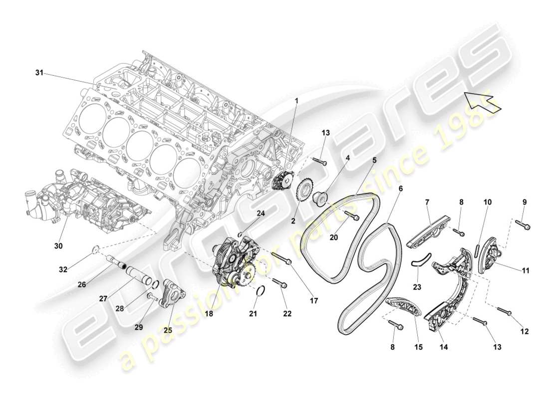 lamborghini lp570-4 sl (2011) timing chain part diagram