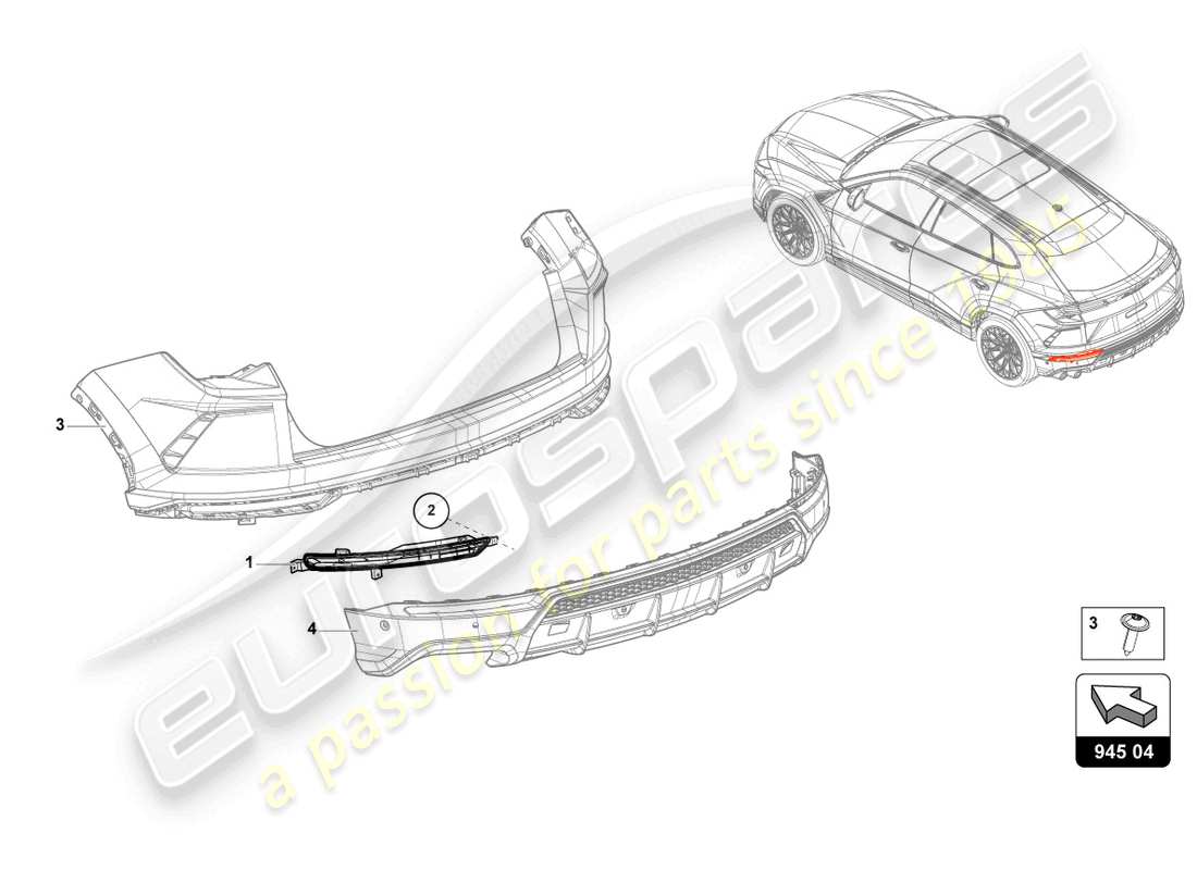 lamborghini urus (2021) led rear fog light parts diagram