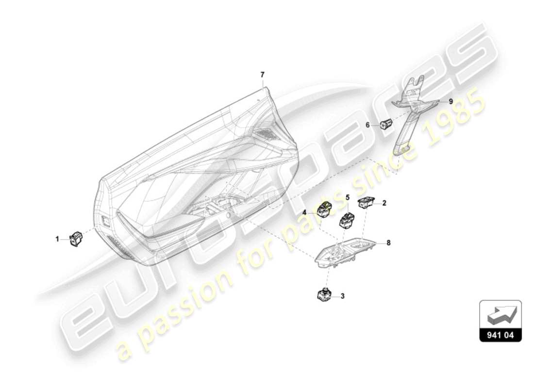 lamborghini revuelto coupe (2024) switch in door trim part diagram