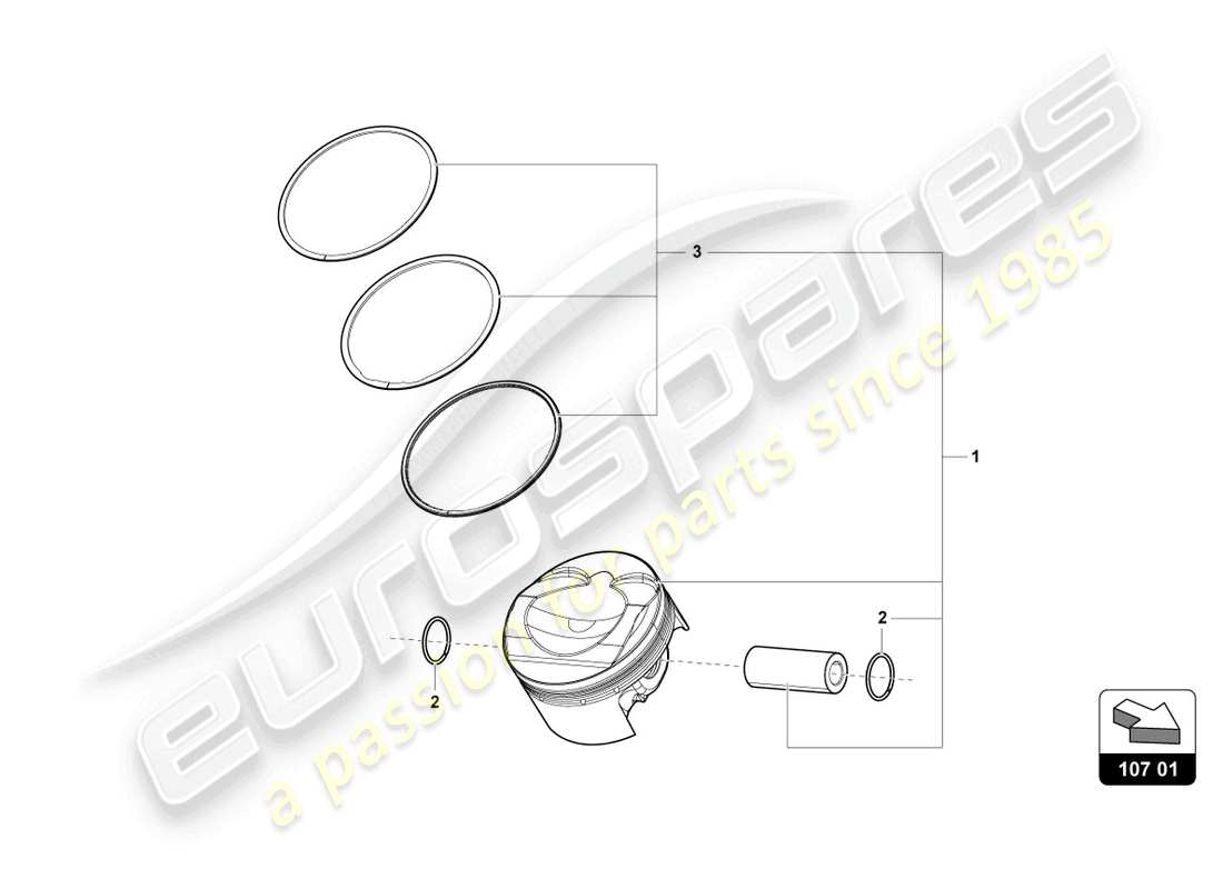 lamborghini evo coupe 2wd (2021) piston complete part diagram