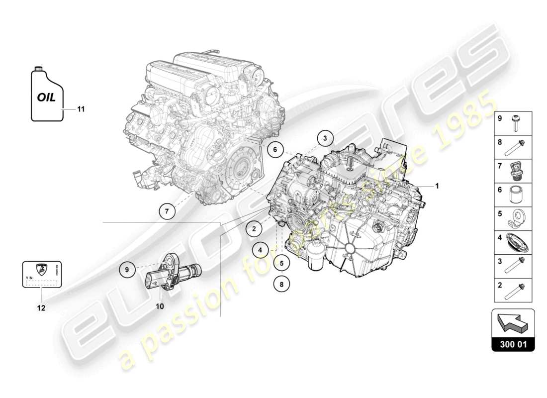 lamborghini evo spyder (2022) automatic gearbox part diagram