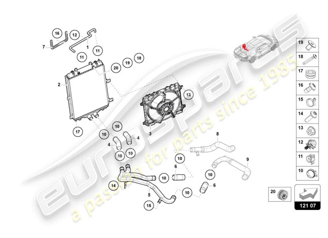 lamborghini revuelto coupe (2024) coolant cooling system water system part diagram