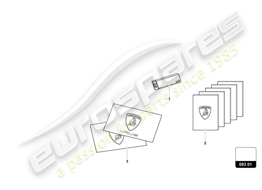 lamborghini urus performante (accessories) auxiliary material 'marketing' part diagram