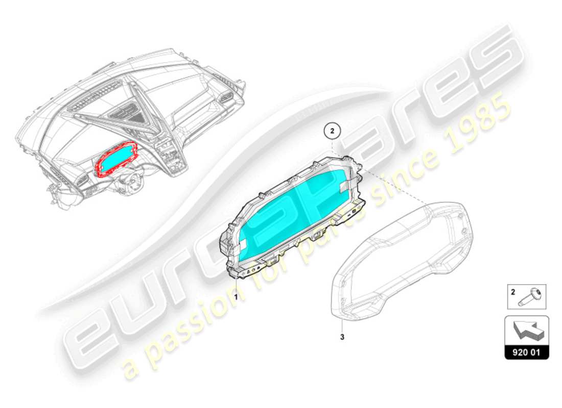 lamborghini revuelto coupe (2024) combi-instrument part diagram