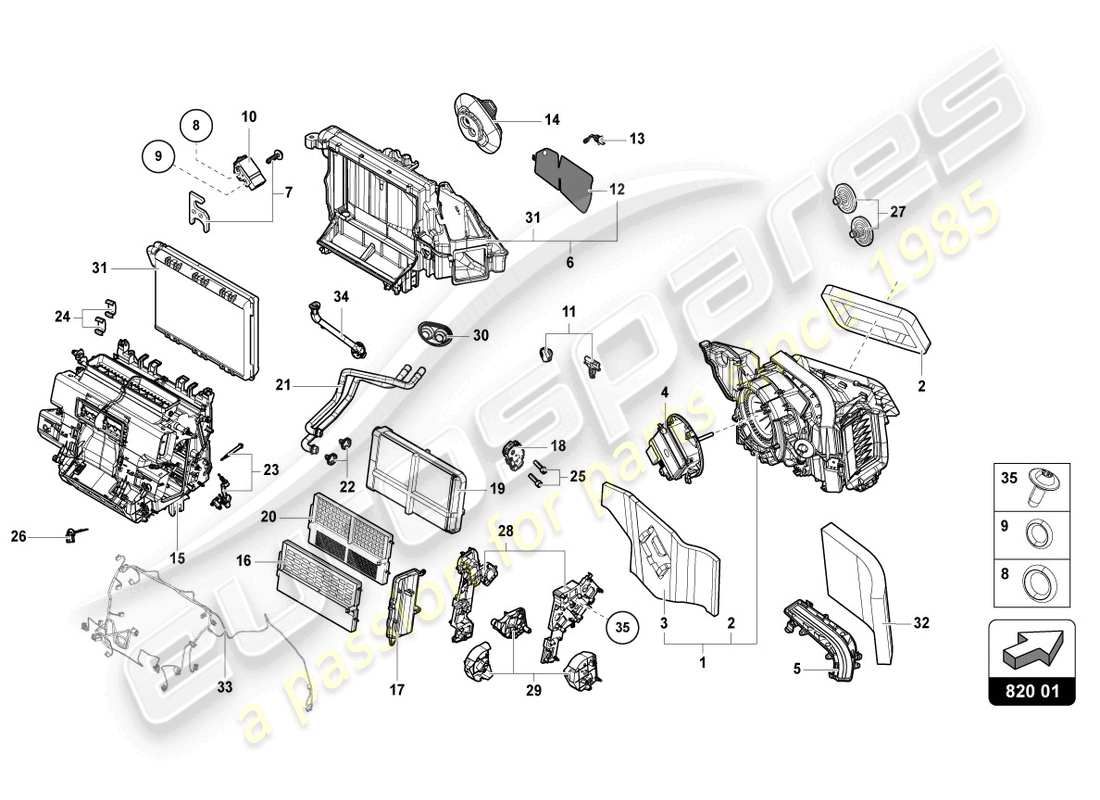 lamborghini urus (2020) air-conditioning system with electronic regulation part diagram