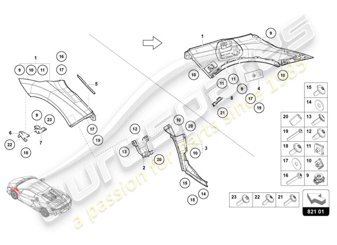 lamborghini revuelto coupe (2024) wing protector part diagram