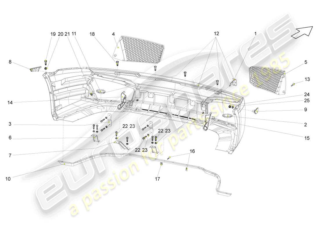 lamborghini gallardo coupe (2004) bumper front parts diagram
