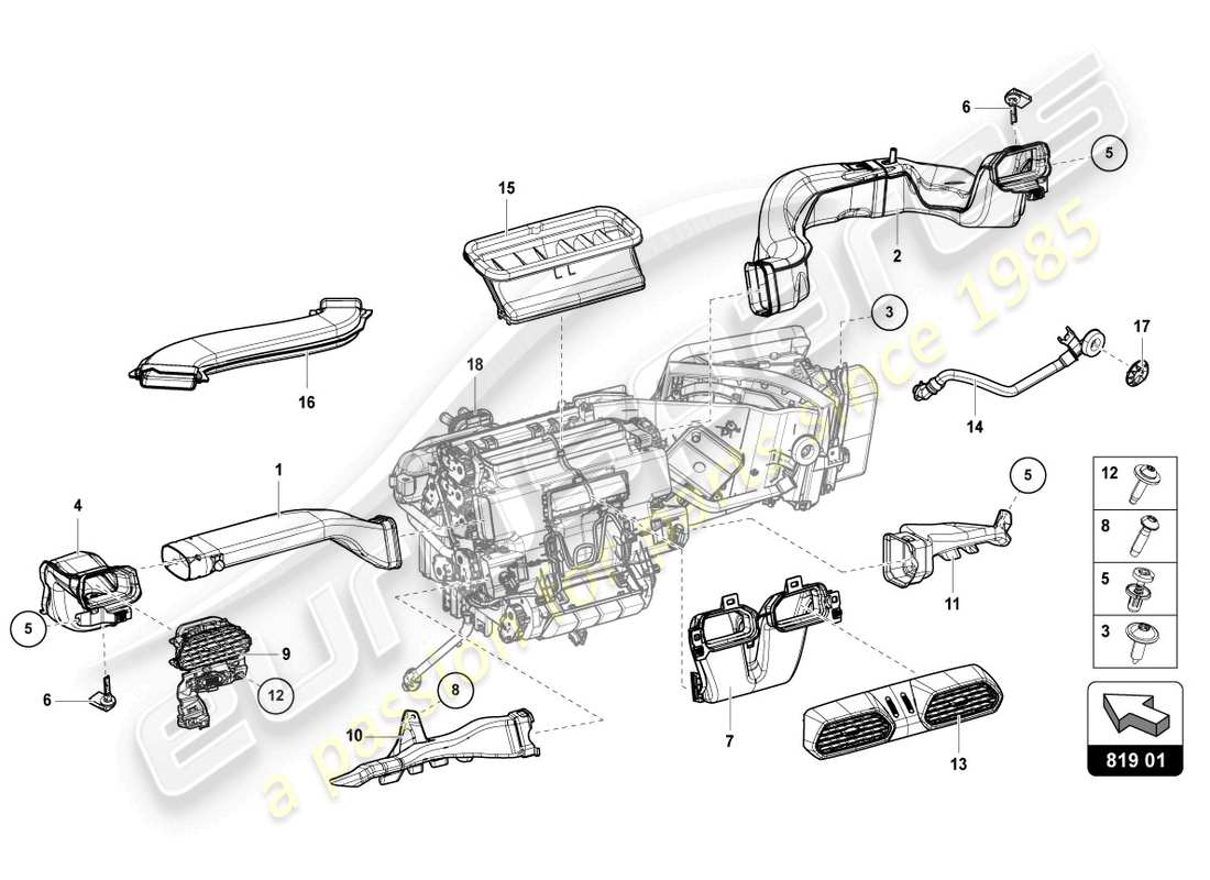 lamborghini urus (2020) vent part diagram