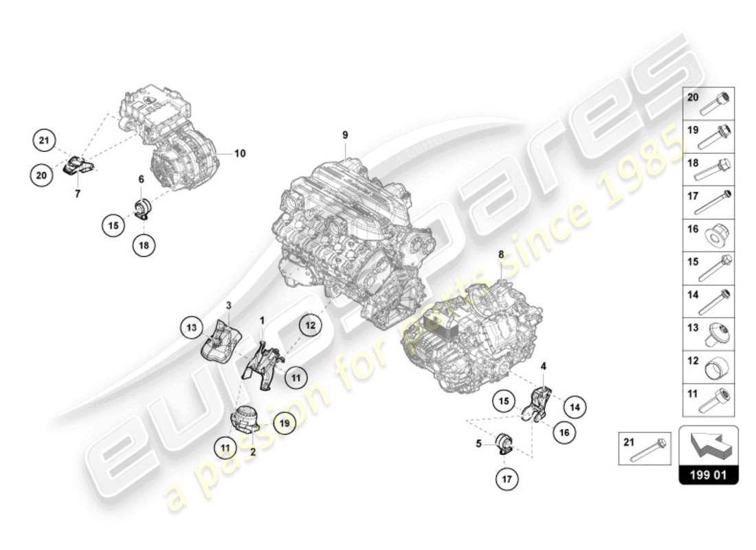 lamborghini revuelto coupe (2024) transmission securing parts part diagram