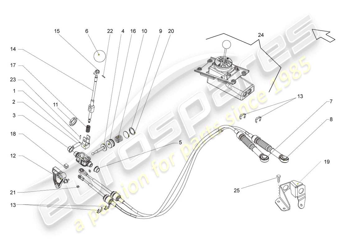 lamborghini superleggera (2008) selector mechanism part diagram