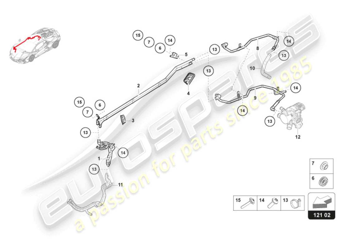 lamborghini revuelto coupe (2024) coolant cooling system water system part diagram