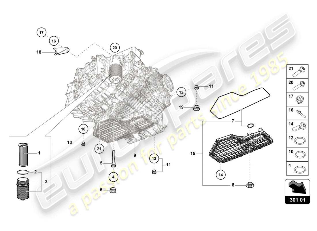 lamborghini evo coupe (2023) oil filter part diagram