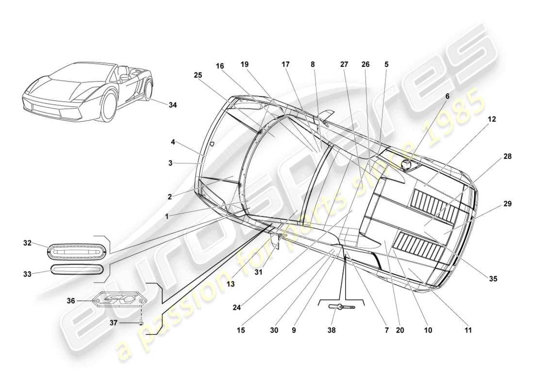 lamborghini lp560-4 spider (2012) type plates part diagram