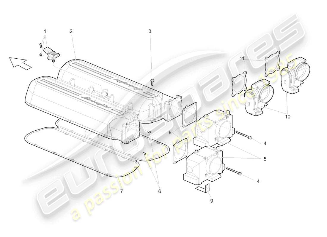 lamborghini gallardo spyder (2006) intake manifold parts diagram