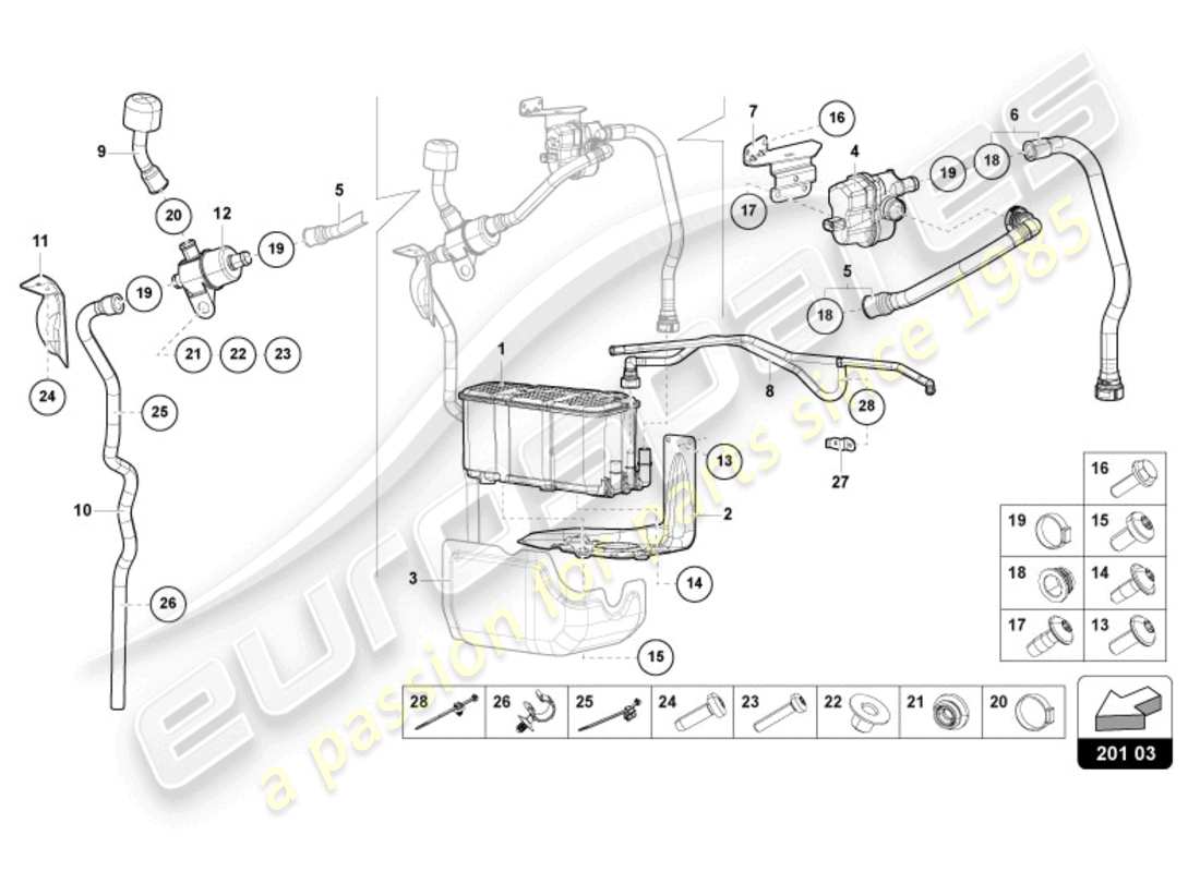 lamborghini revuelto coupe (2024) activated charcoal container part diagram