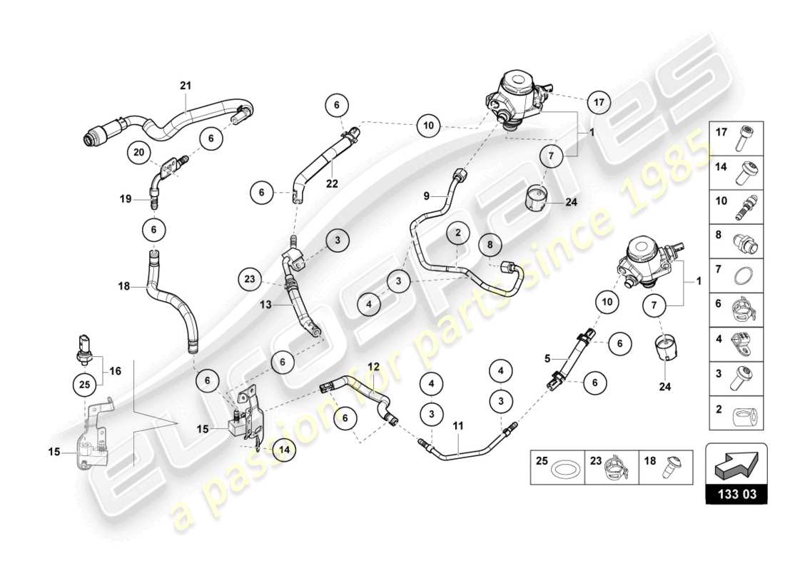 lamborghini evo spyder 2wd (2021) fuel pump parts diagram