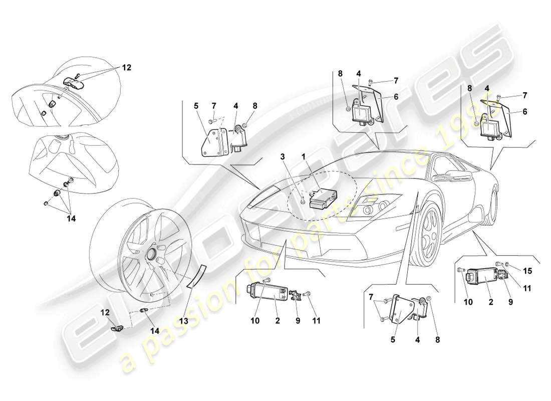 lamborghini lp640 coupe (2010) tyre pressure control system part diagram