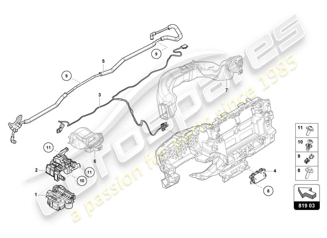 lamborghini urus (2021) aroma dispenser parts diagram