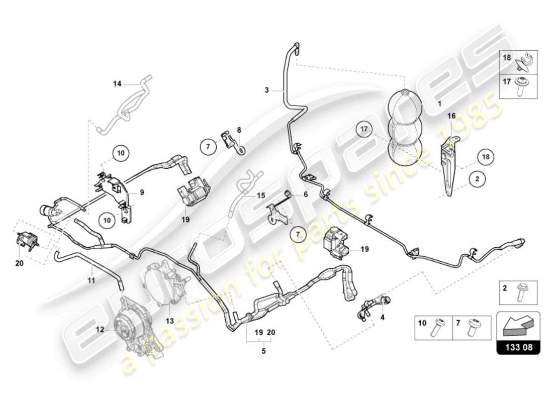 lamborghini urus (2020) vacuum system parts diagram