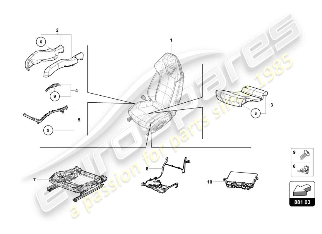 lamborghini 2024 (tecnica) seat box part diagram