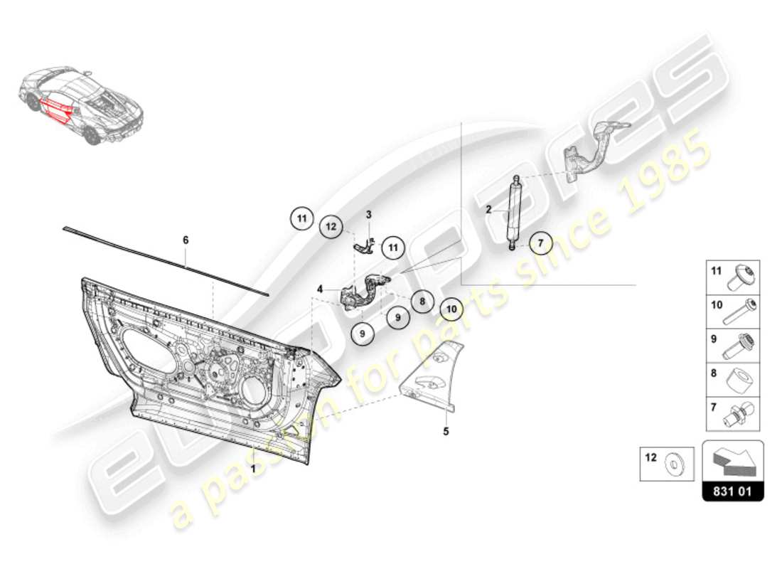 lamborghini revuelto coupe (2024) doors part diagram