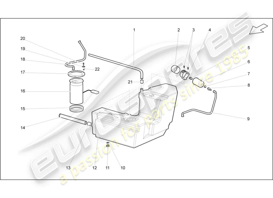 lamborghini superleggera (2008) fuel tank with attachments left part diagram