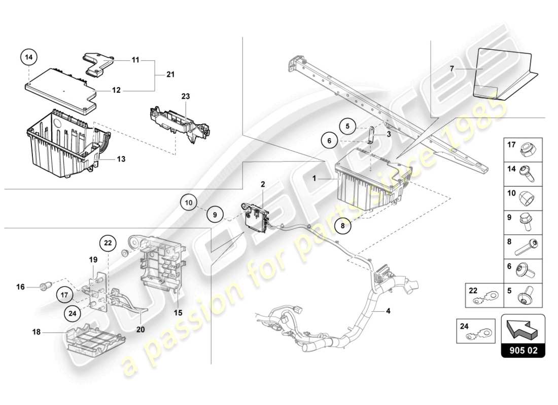 lamborghini 2022 (lp770-4 svj roadster) central electrics parts diagram