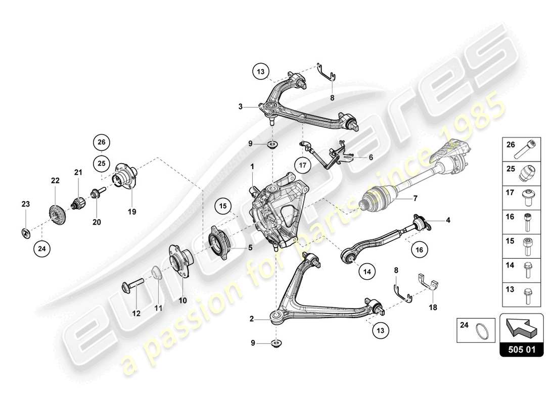 lamborghini 2021 (evo spyder 2wd) rear axle rear part diagram