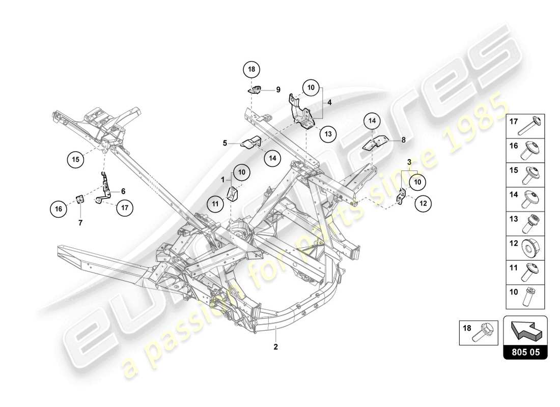 lamborghini sto (2023) chassis side, rear part diagram