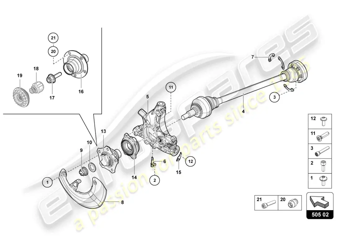 lamborghini lp700-4 coupe (2015) drive shaft rear parts diagram