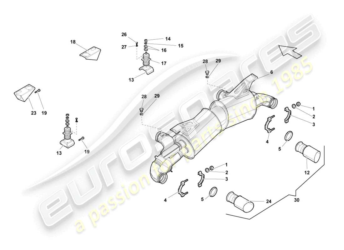 lamborghini superleggera (2008) rear silencer part diagram