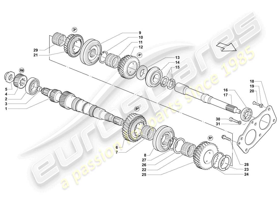 lamborghini lp550-2 spyder (2011) input shaft parts diagram