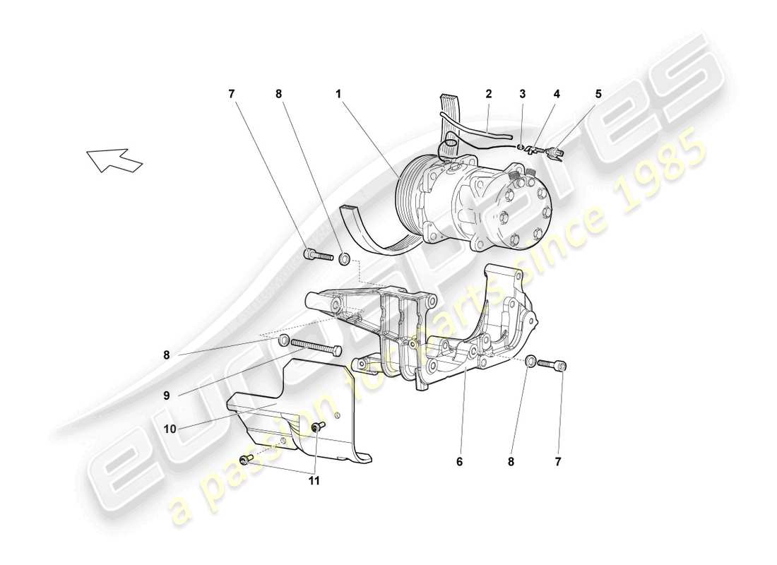 lamborghini lp640 roadster (2010) a/c compressor part diagram