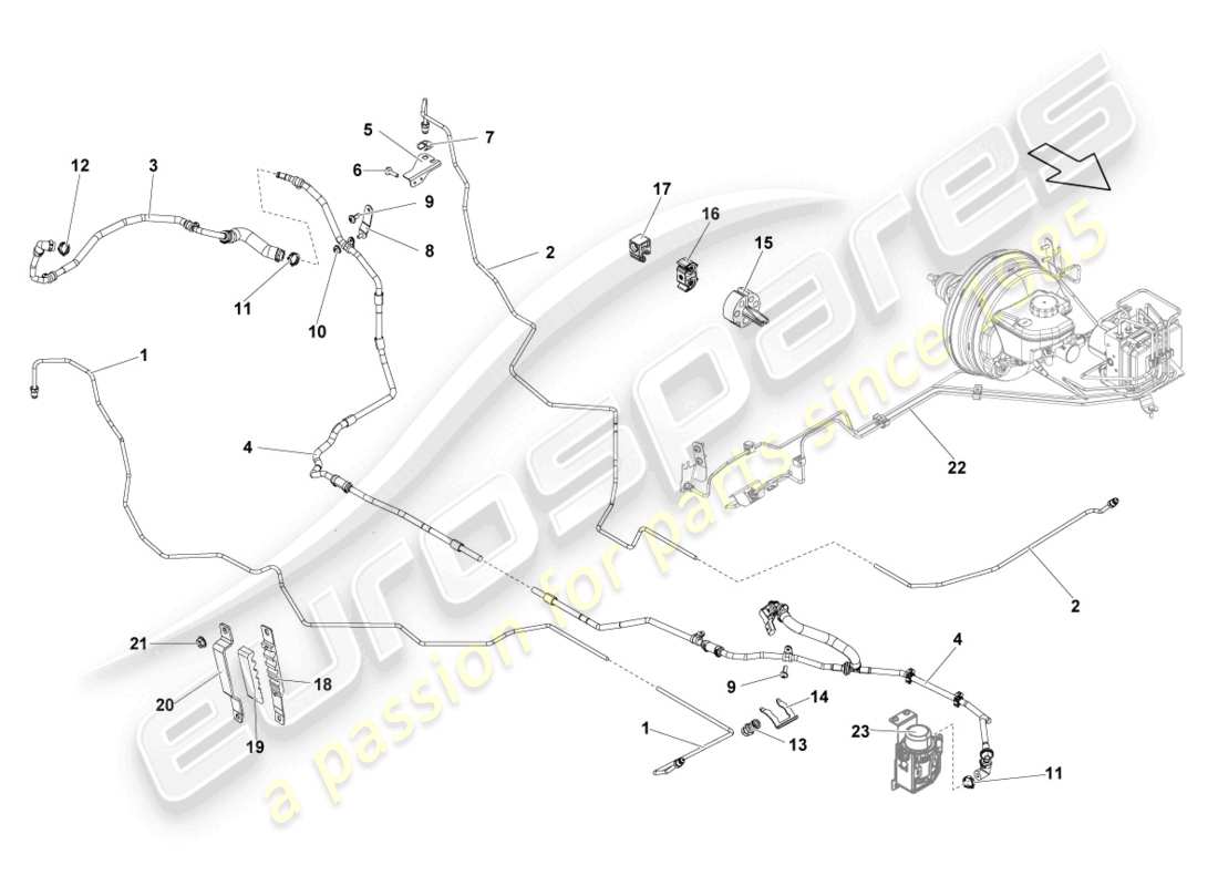 lamborghini lp550-2 spyder (2011) brake pipe parts diagram