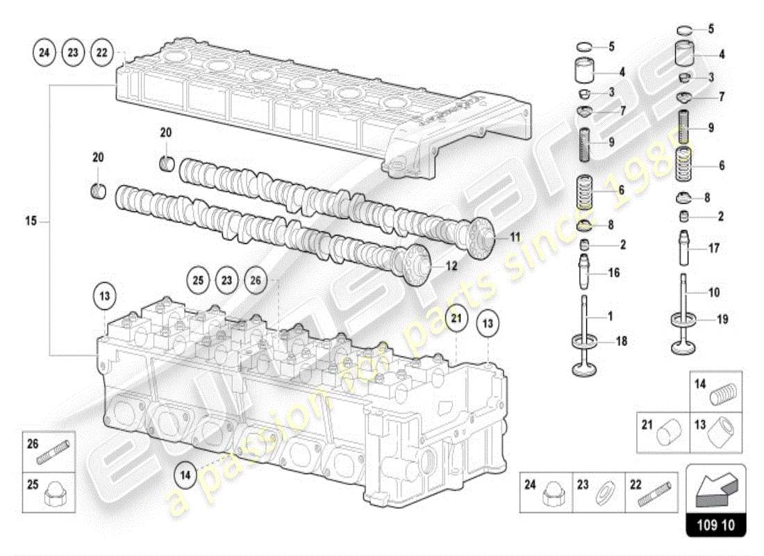 lamborghini diablo vt (1999) right head camshaft parts diagram