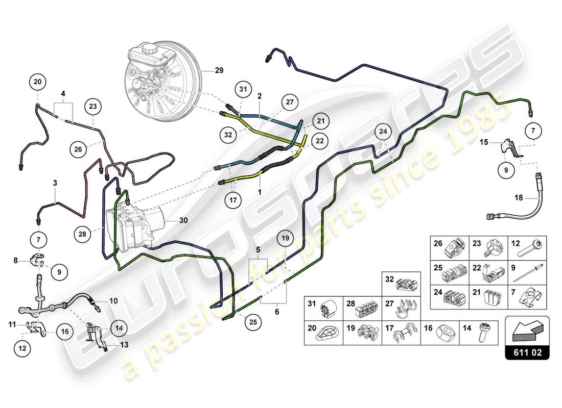 lamborghini urus (2020) brake pipe part diagram