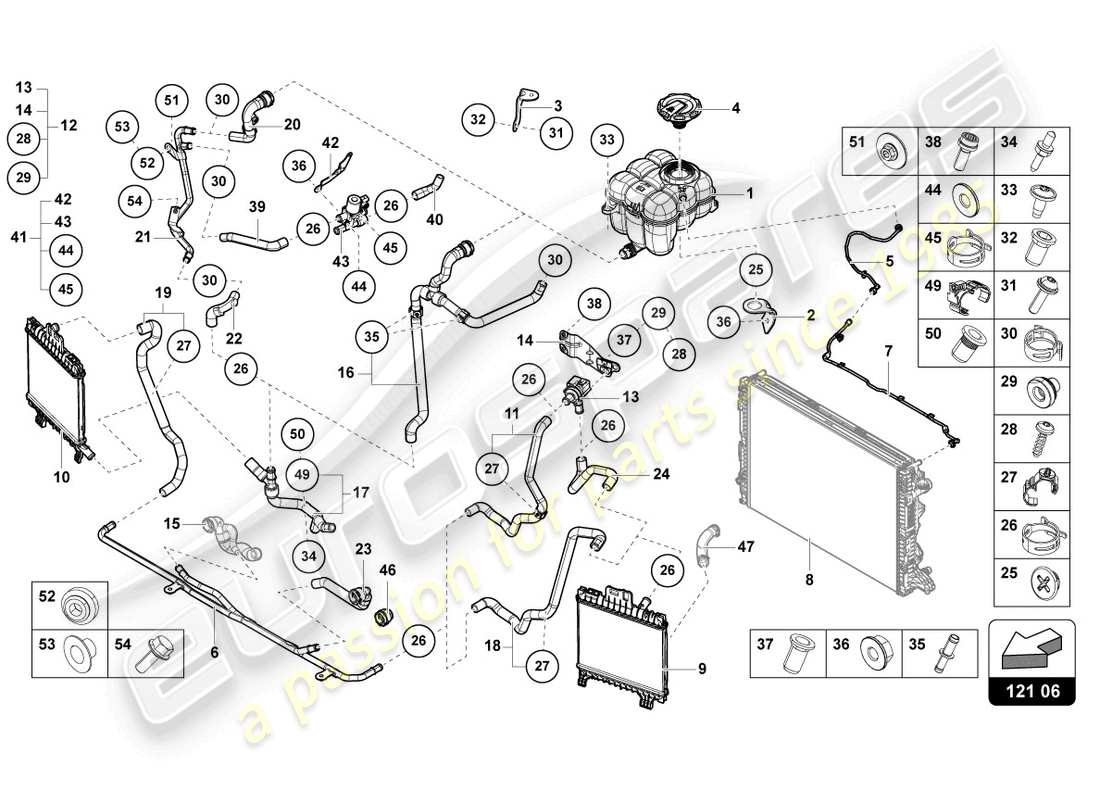 lamborghini urus (2020) cooler for coolant part diagram