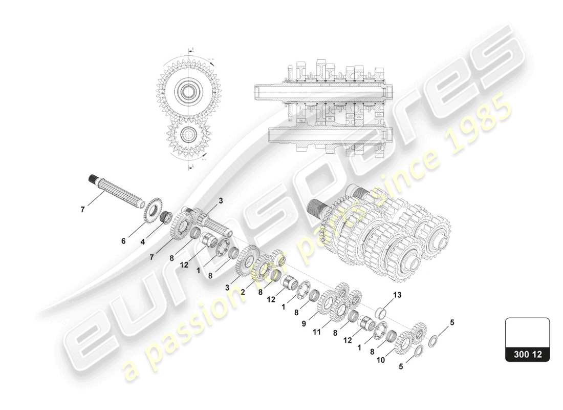 lamborghini 2022 (super trofeo evo 2) gear cluster assembly part diagram