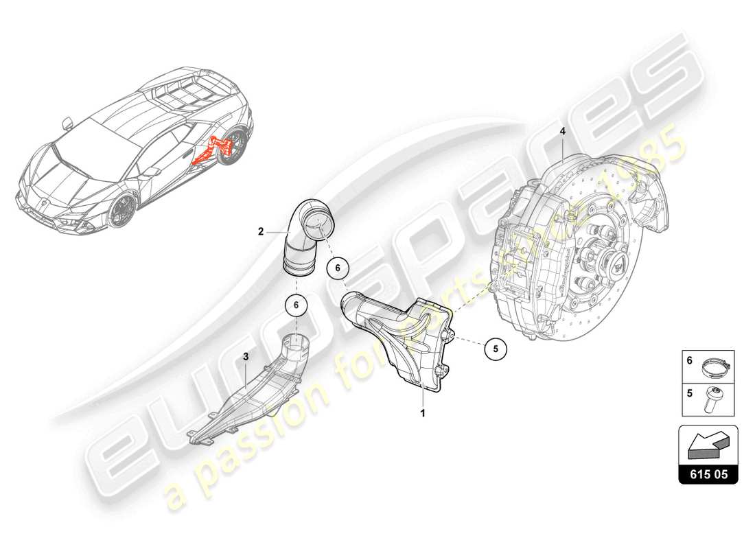 lamborghini 2024 (tecnica) air duct for brake cooling part diagram