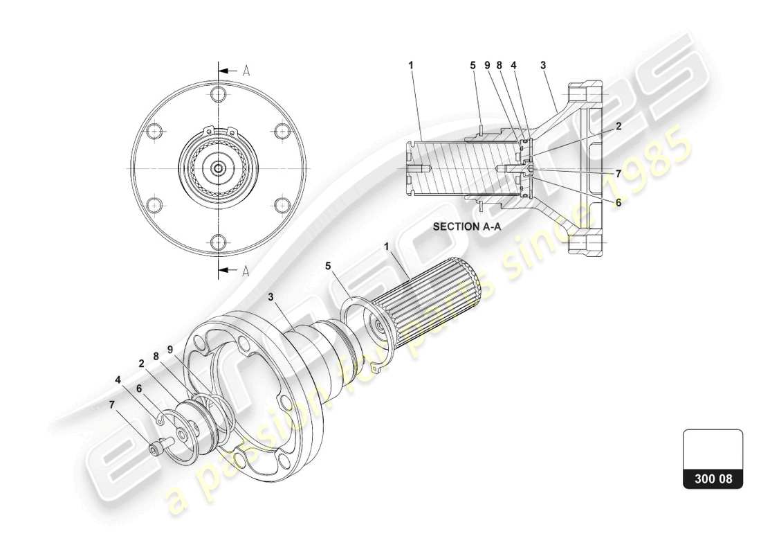 lamborghini 2022 (super trofeo evo 2) lh output flange assembly part diagram