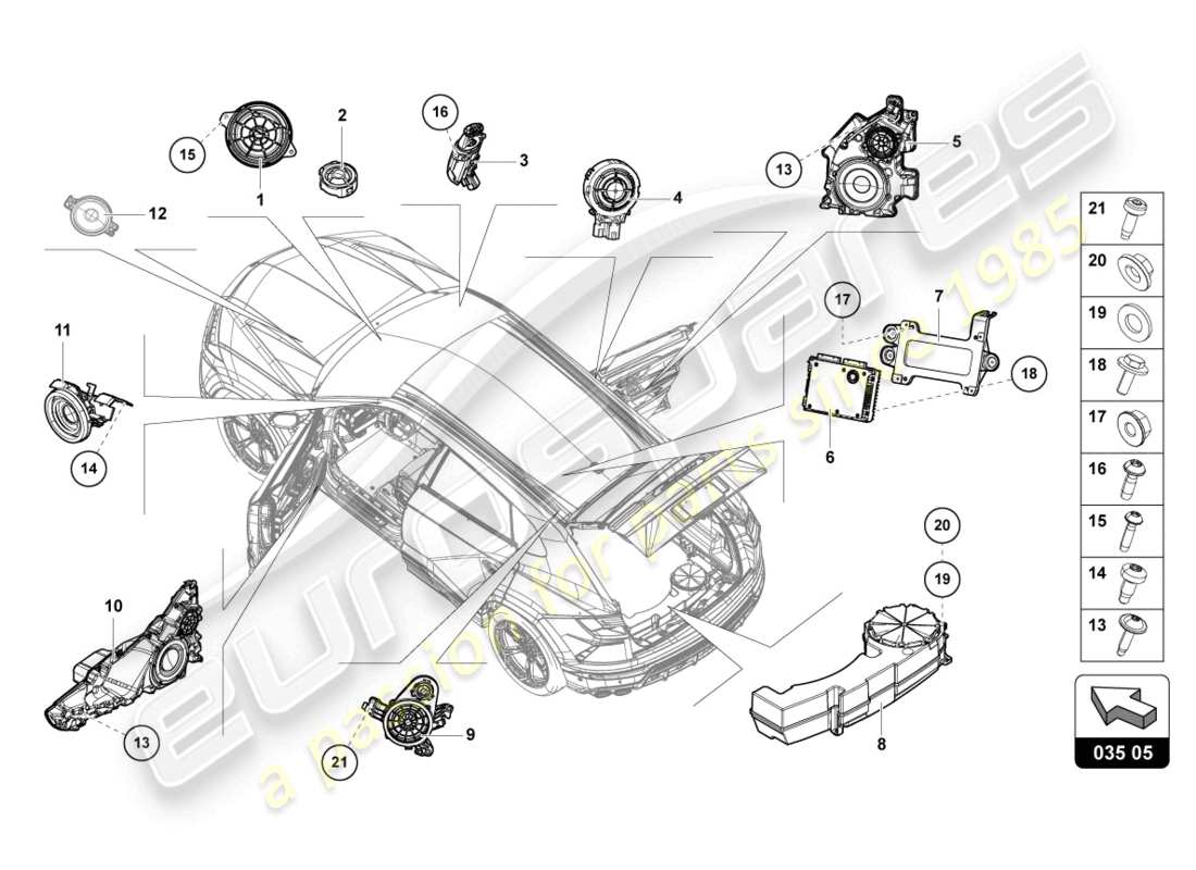 lamborghini urus s (2023) electrical parts for audio system part diagram