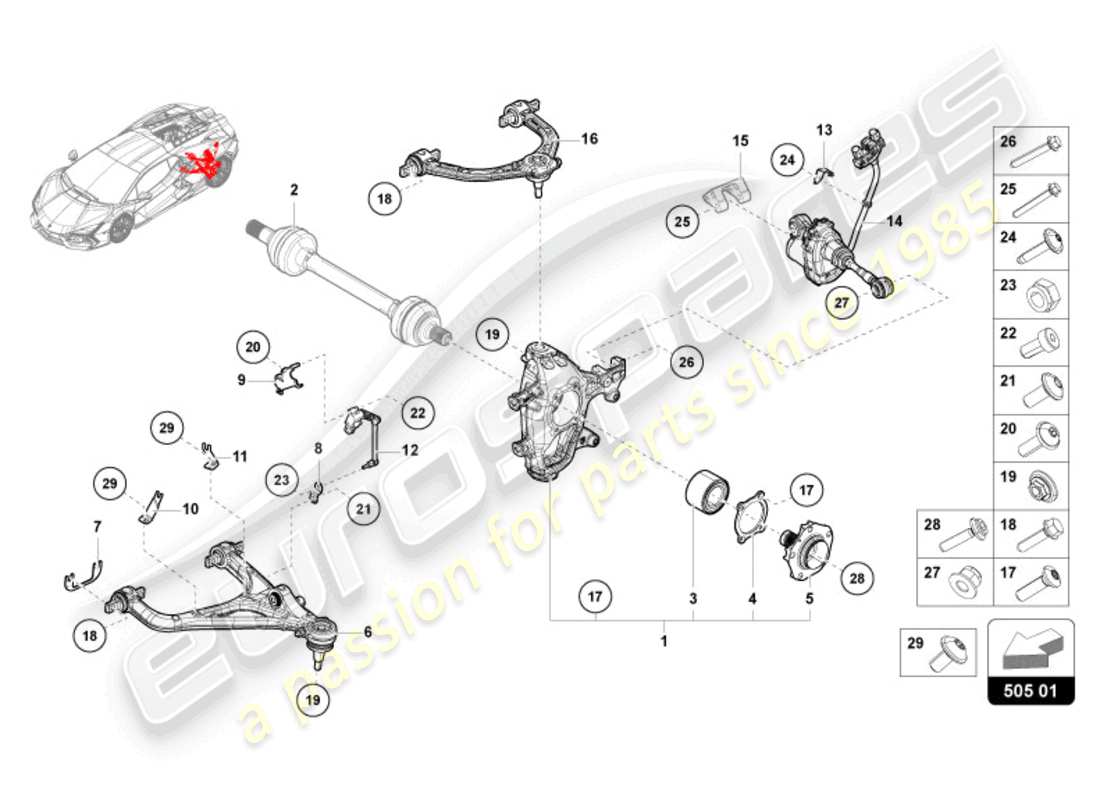 lamborghini revuelto coupe (2024) rear axle part diagram