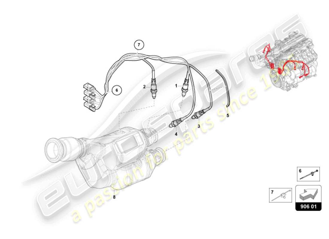 lamborghini revuelto coupe (2024) lambda probe part diagram