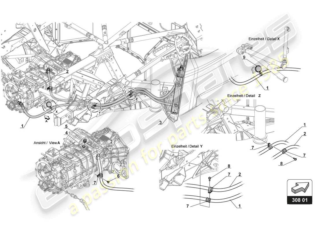 lamborghini 2017 (gt3) gearbox oil cooling part diagram