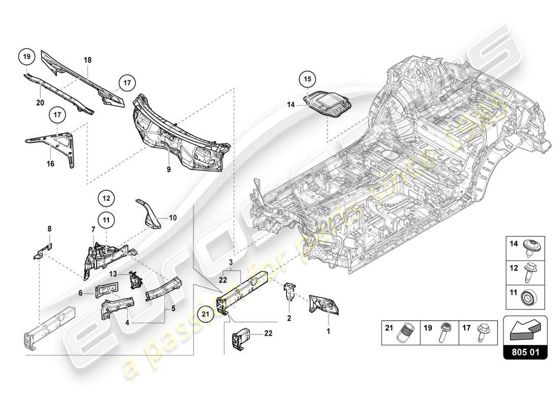 lamborghini urus s (2023) underbody front part diagram