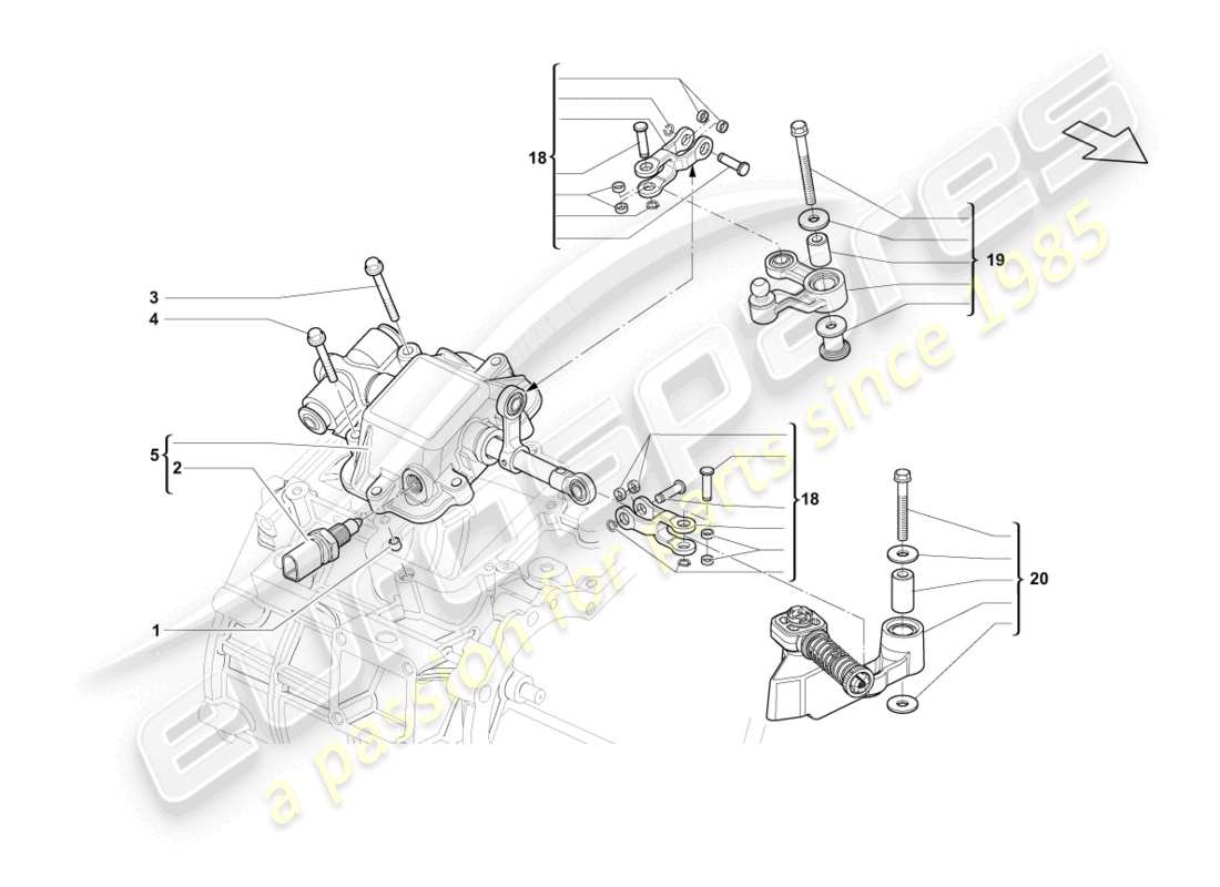 lamborghini lp550-2 spyder (2011) selector mechanism outer parts diagram