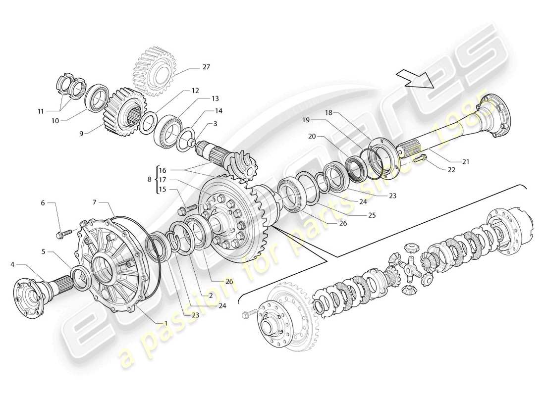 lamborghini lp550-2 spyder (2011) differential parts diagram