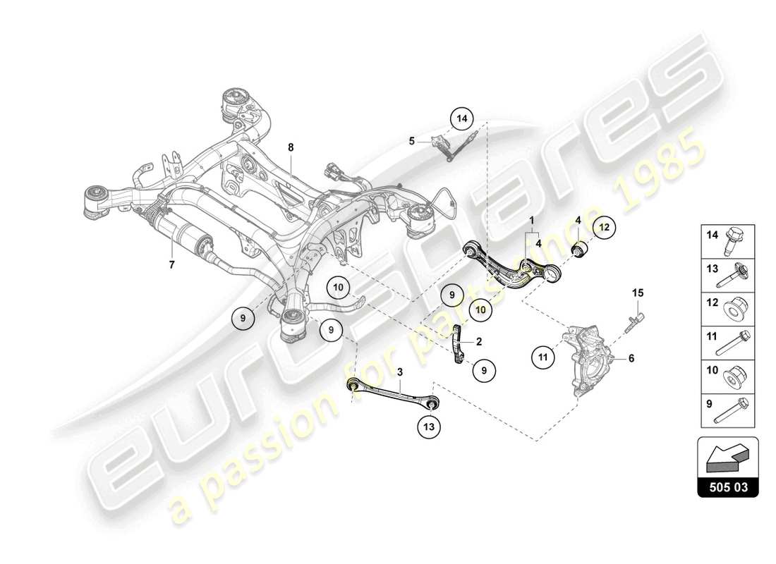 lamborghini urus (2021) suspension rear parts diagram