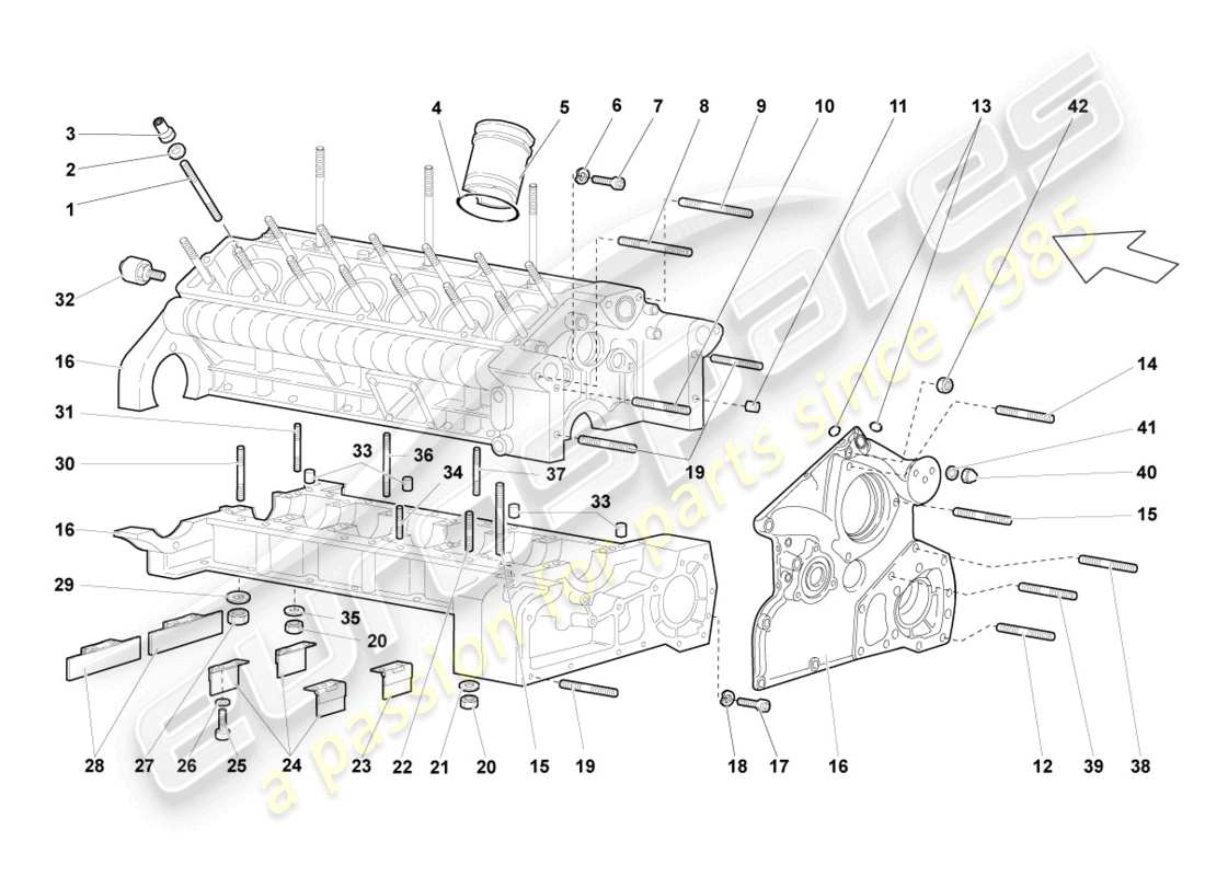 lamborghini lp640 roadster (2008) crankcase housing part diagram