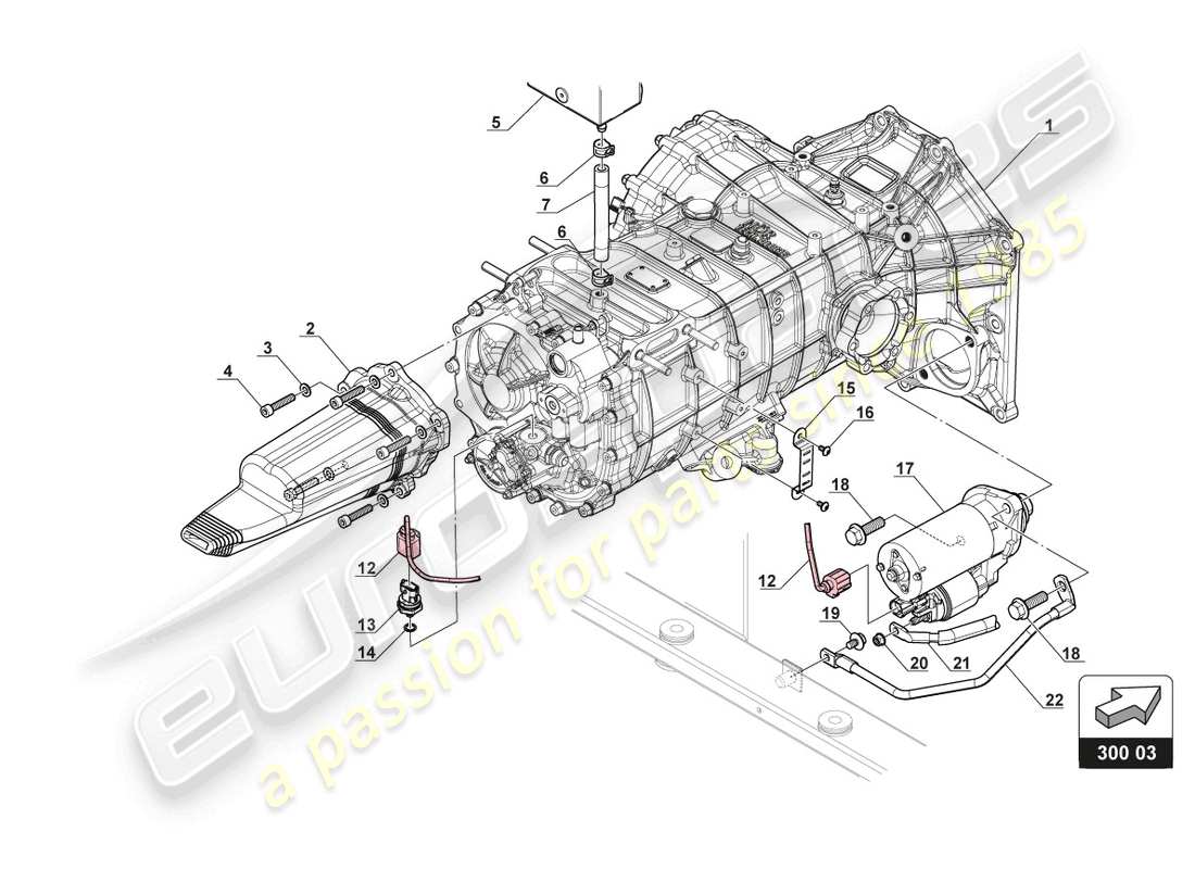 lamborghini 2017 (gt3) gearbox oil pressure sensor and starter part diagram